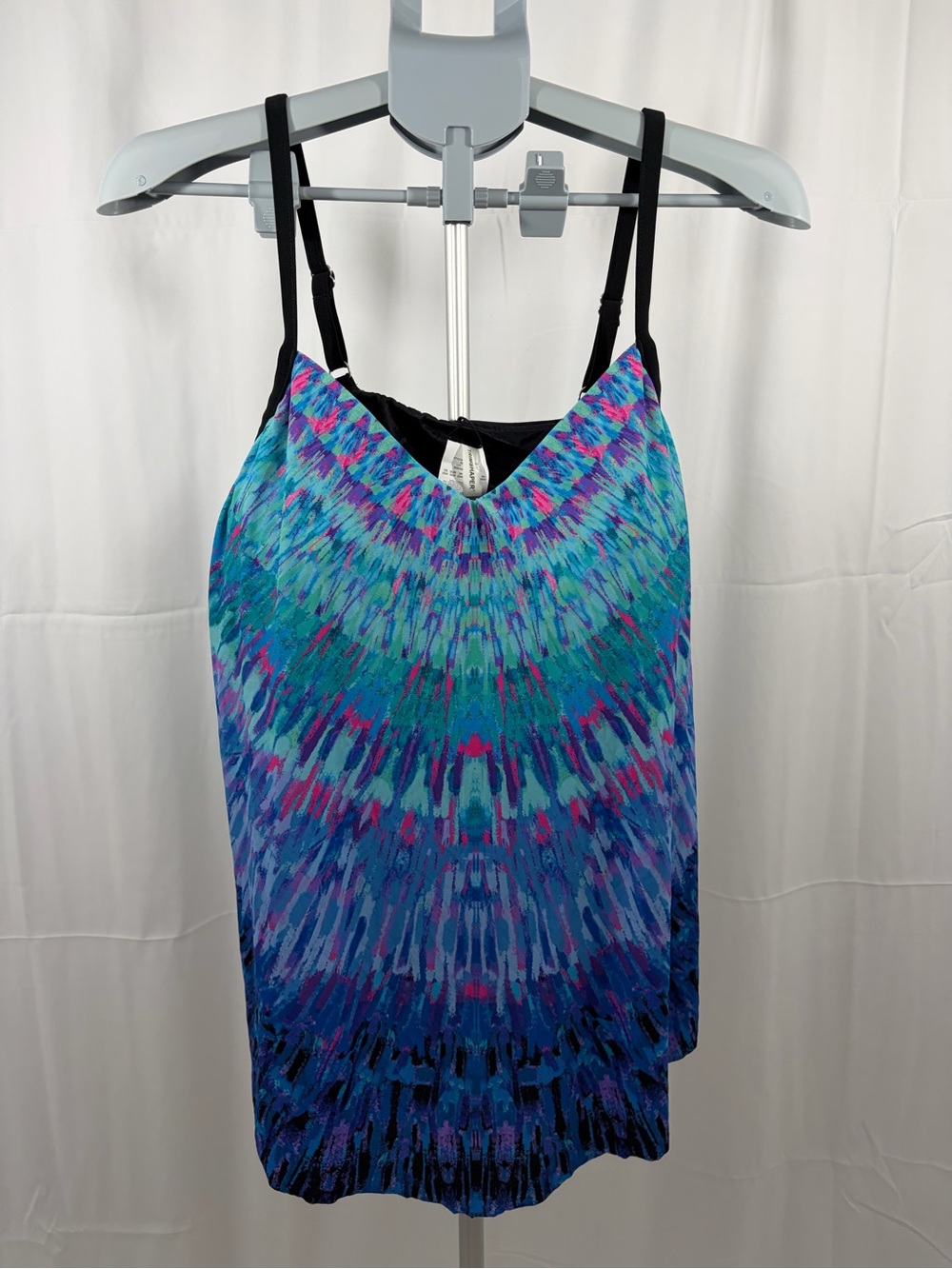 NWT Trim Shaper Women's Size 20W Blue Teal Purple Printed Swim Top